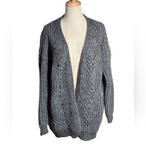 Elsamanda Anthropologie Dark Grey Open Front Wool Alpaca Blend Cardigan